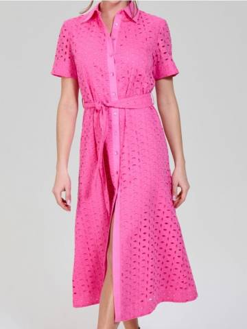 Міді-сукня з ажурним візерунком - фуксія Міді-сукня з ажурним візерунком - фуксія