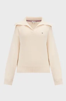 Женский белый пуловер CO CARDI STITCH OPEN POLO SWT LS Белый M Tommy Hilfiger WW0WW44451