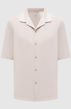Бежевая рубашка с шелком в тканом узоре