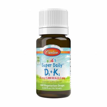 Детские витамины Д3 и K2 Carlson Labs Kids Super Daily D3 + K2, 25 мкг и 22.5 мкг, в каплях, 10.16 мл Детские витамины Д3 и K2 Carlson Labs Kids Super Daily D3 + K2, 25 мкг и 22.5 мкг, в каплях, 10.16 мл