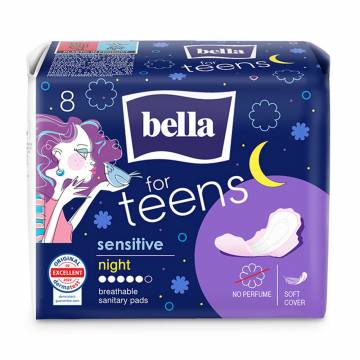 Прокладки для критических дней Bella for Teens Sensitive, Night, 8 шт Прокладки для критических дней Bella for Teens Sensitive, Night, 8 шт