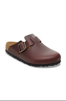 Кожаные шлепанцы Birkenstock Boston Vintage Wood Wire Buckle