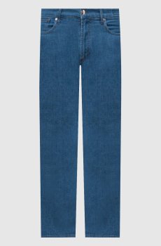 Синие джинсы слим с логотип патч
