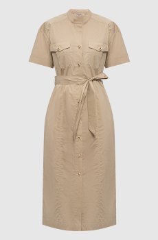 Бежевое платье-рубашка