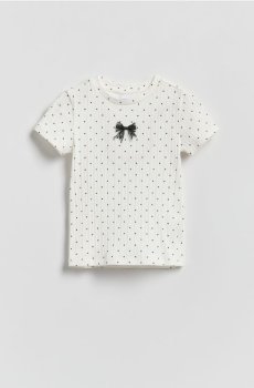 Reserved - Футболка в горошок - кремовий - 037HU-01X