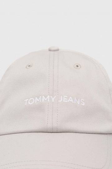 Хлопковая кепка Tommy Jeans цвет серый узор Хлопковая кепка Tommy Jeans цвет серый узор