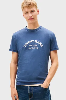 Мужская синяя футболка REG CENTER Синий XL Tommy Jeans DM0DM22328