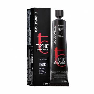 Стойкая профессиональная краска для волос Goldwell Topchic Permanent Hair Color 8N@BS Light Blonde @ Beige Silver, 60 мл Стойкая профессиональная краска для волос Goldwell Topchic Permanent Hair Color 8N@BS Light Blonde @ Beige Silver, 60 мл