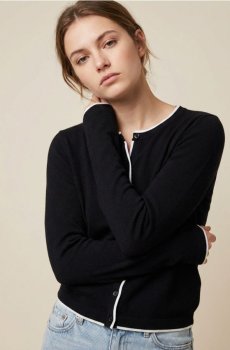 Кардиган з контрастною облямівкою з віскозою - чорний