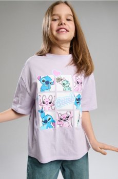 Бавовняна футболка з коротким рукавом Lilo & Stitch - Фіолетовий