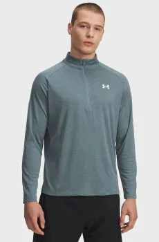 Мужской бирюзовый лонгслив UA Tech Textured 1/2 Zip Бирюзовый 3XL Under Armour 1382797-587