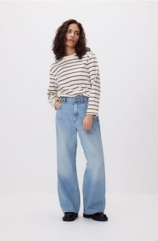 Reserved - Джинси wide leg з укороченою штанинкою - синій - 706IR-50J