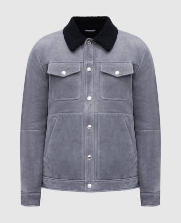 Синяя куртка с нубуком на меху