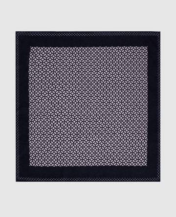 Синий платок-паше из шелка в принт