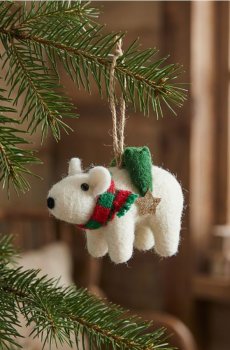 Різдвяна декорація у формі полярного ведмедя - білий