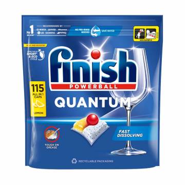 Таблетки для мытья посуды в посудомоечных машинах Finish Quantum All in 1 Lemon, 115 шт