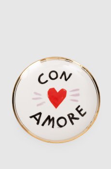 Белая фарфоровая тарелка для хлеба With Love