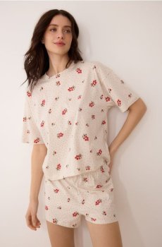 Reserved - Піжамний комплект із двох предметів із додаванням бавовни - нюдовий - 182HQ-02X