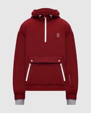 Бордовый анорак с вышивкой логотипа логотип