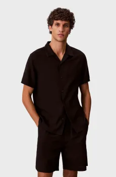 Мужская черная льняная рубашка CLR SLD Черный L Calvin Klein LV04LF137G