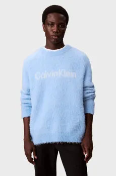 Мужской голубой шерстяной свитер BRUSHED ALPACA LOGO Голубой XL Calvin Klein Jeans LV04RD306G