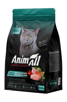 Сухой корм для стерилизованных кошек AnimAll с курицей и свежей ягнятиной, 400 г