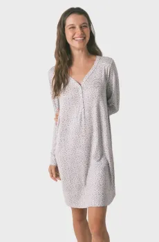 Женская серая ночная рубашка с узором Серый L womensecret 4442115