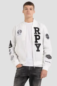 Мужской белый бомбер Белый M Replay M8326 .000.84628