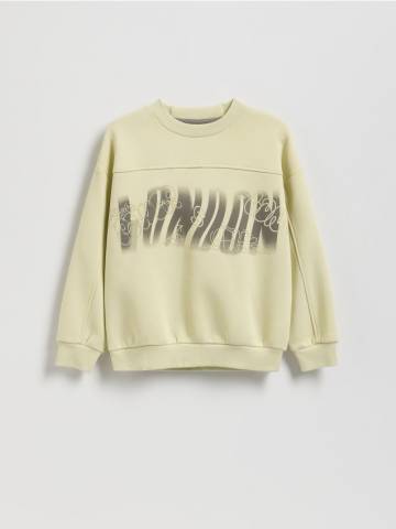 Reserved - Бавовняний світшот оверсайз - жовто-зелений - 947FJ-71X Reserved - Бавовняний світшот оверсайз - жовто-зелений - 947FJ-71X