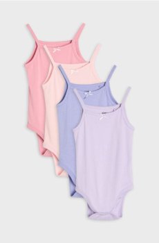 Бавовняні боді на бретелях 4 шт - пастельний рожевий