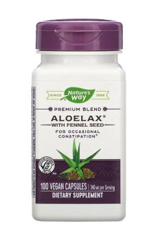 Алоэ с фенхелем Natures Way Aloelax With Fennel Seed 340 мг, 100 веганских капсул