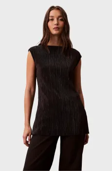 Женский черный плиссированный топ Черный L Calvin Klein LV044E220G