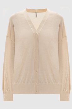 Бежевый кардиган из кашемира и шелка