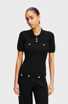 Женское черное поло SSLV KNIT POLO Черный S Karl Lagerfeld A2W18027