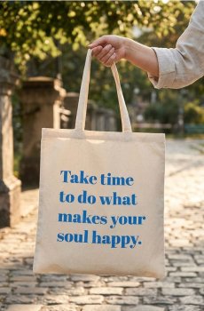 Текстильна сумка shopper з написом - кремовий