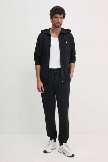 Хлопковые спортивные штаны United Colors of Benetton цвет чёрный однотонные 342ZUF01B