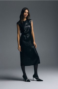 Reserved - Сукня-міді з блискітками - чорний - 197HU-99X