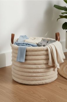 Стьобаний кошик для зберігання з ручками - нюдовий