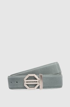 Зеленый замшевый ремень с логотипом