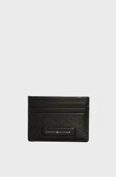 Мужской черный кожаный кардхолдер с узором TH MONOGRAM CC HOLDER Черный ONESIZE Tommy Hilfiger AM0AM13026