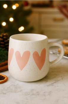 Керамічна чашка з принтом - пастельний рожевий