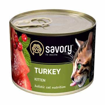 Влажный корм для котят Savory Cat Can Kitten с индейкой, 200 г Влажный корм для котят Savory Cat Can Kitten с индейкой, 200 г