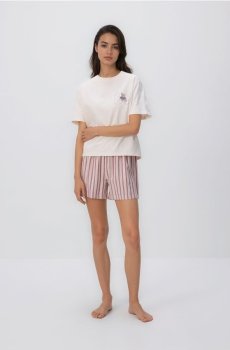 Reserved - Піжамний комплект з двох частин з вишивкою - нюдовий - 208EY-02X