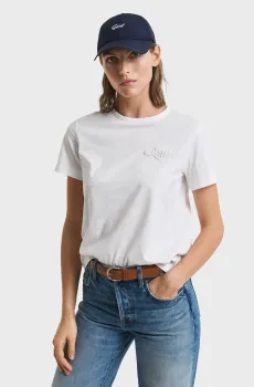 Женская белая футболка REG TONAL SHIELD SS Белый XS Gant 4202589