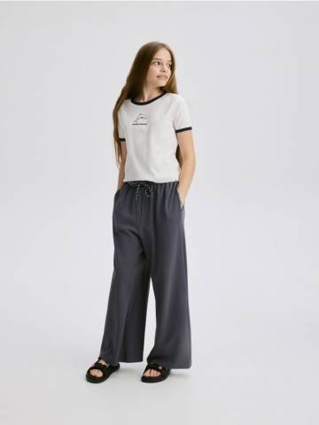 Reserved - Штани wide leg з віскозою - темно-сірий - 854CY-90X Reserved - Штани wide leg з віскозою - темно-сірий - 854CY-90X