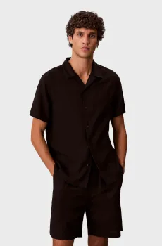 Мужская черная льняная рубашка CLR SLD Черный XXL Calvin Klein LV04LF137G