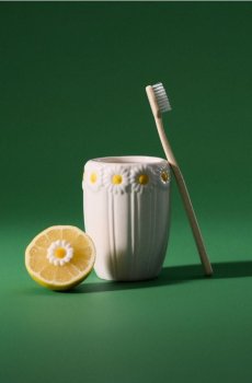 Тримач для зубних щіток з квітковим мотивом - різнобарвний