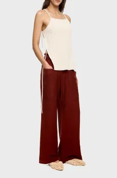 Женские бордовые льняные брюки Бордовый M Bimba Y Lola 251BR6042.11600