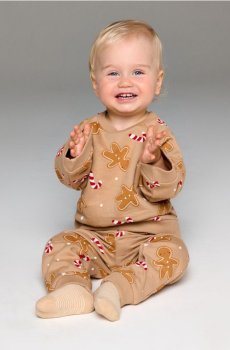 Бавовняний трикотажний комплект - бежевий