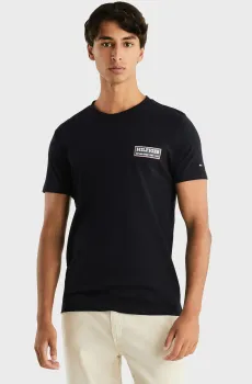 Мужская темно-синяя футболка PRINTED BADGE TEE Синий S Tommy Hilfiger MW0MW35465